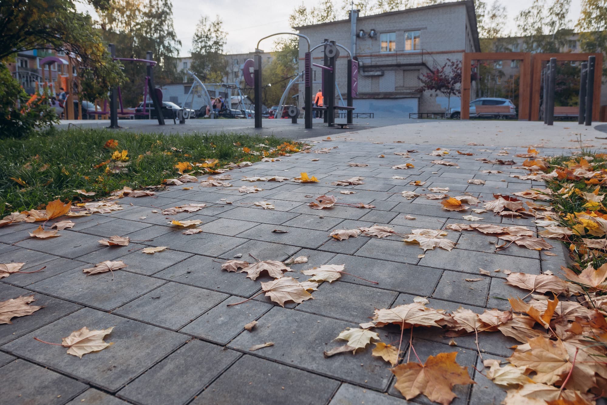 Плитка тротуарная Старый город Б.1.Фсм.6 листопад гладкий антрацит, комплект 3 шт, толщина 60 мм