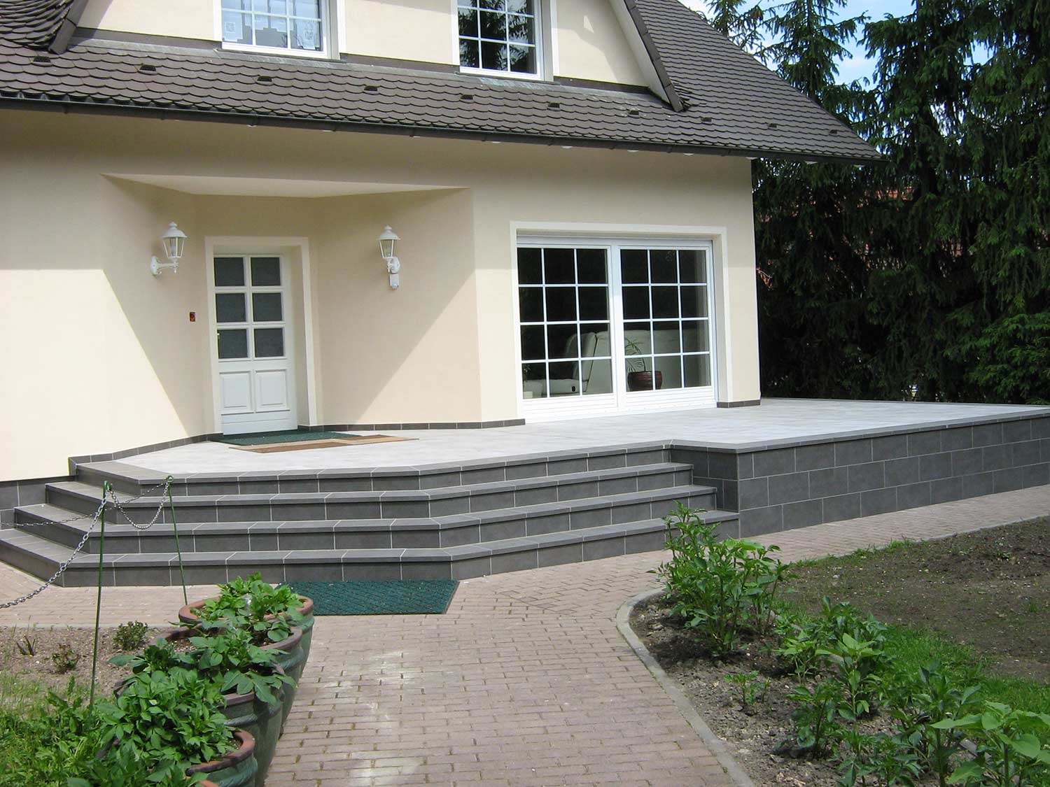 Клинкерная угловая ступень прямоугольная рядовая Loftstufe Stroeher Keraplatte Aera T 705 beton, 340х340х35х11 мм