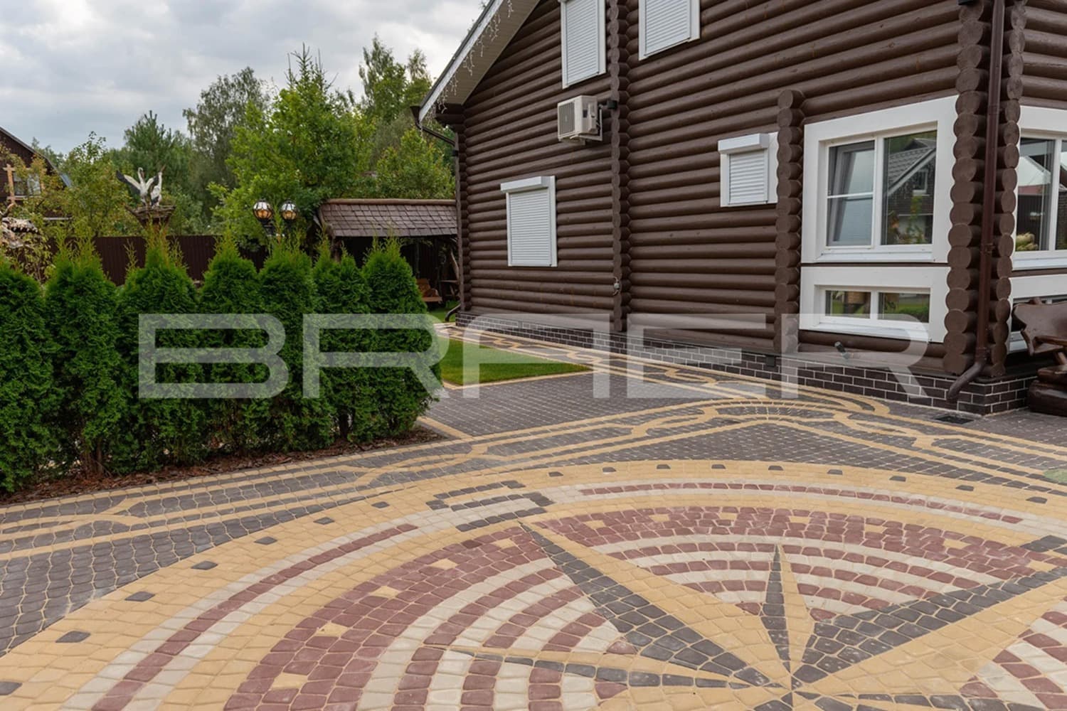 Плитка тротуарная BRAER Классико круговая коричневый, 73*110*115*60 мм