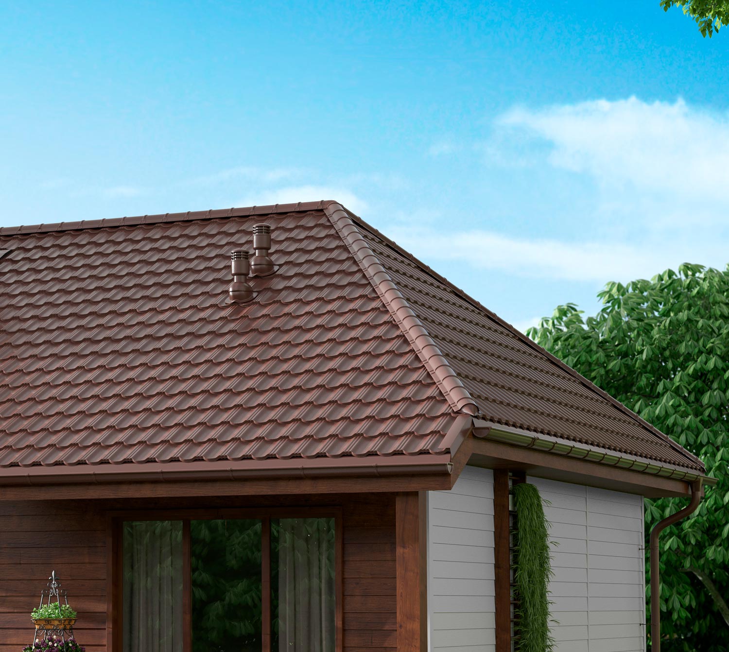 Металлочерепица Aquasystem Гетеборг GreenCoat Mica BT RAL 8017 МАТТ