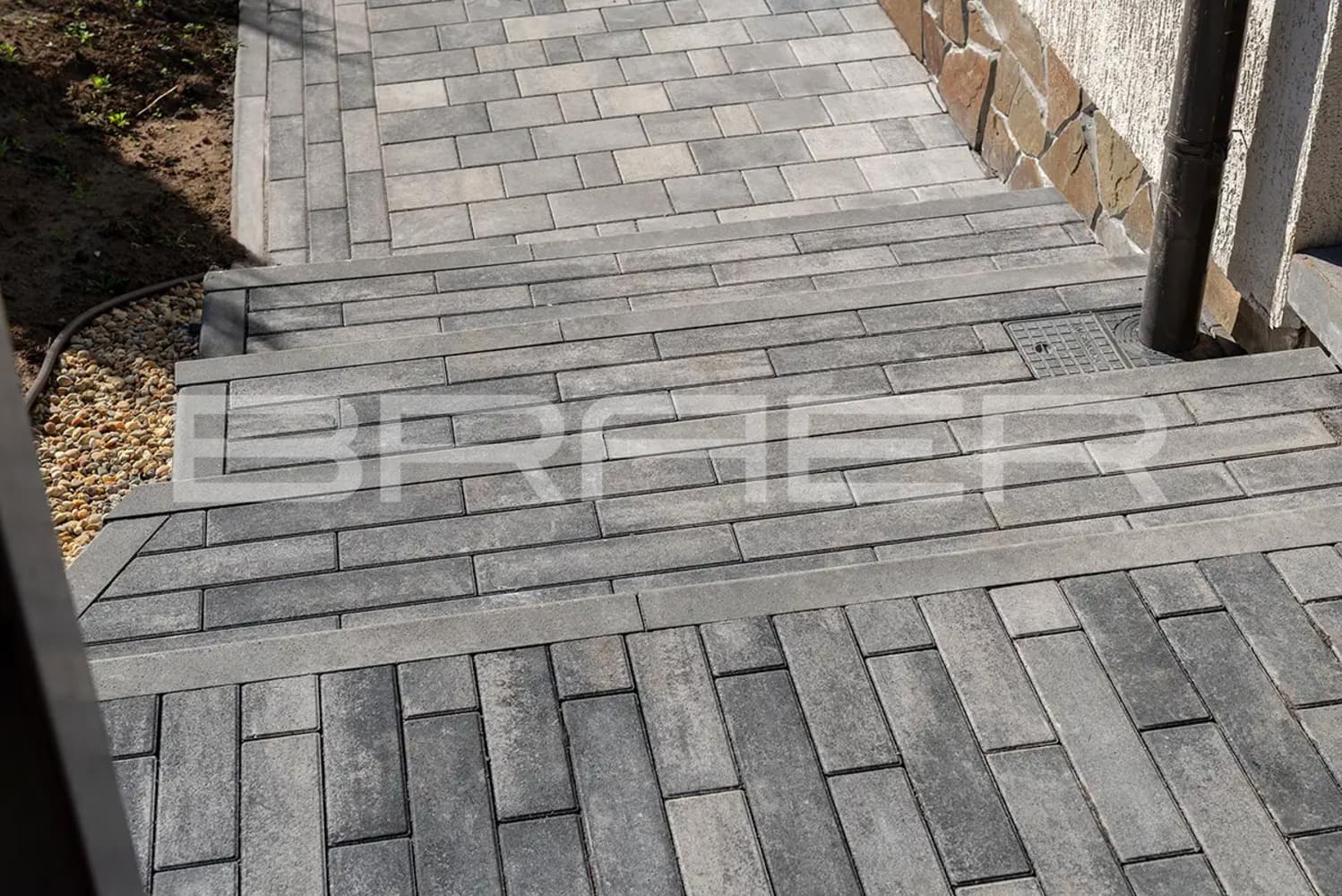 Плитка тротуарная BRAER Ригель 2.0 Color Mix Туман 320*80*60 мм