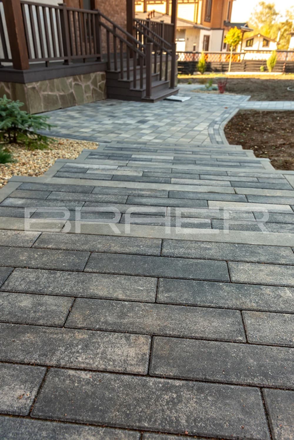 Плитка тротуарная BRAER Ригель 2.0 Color Mix Туман 320*80*60 мм