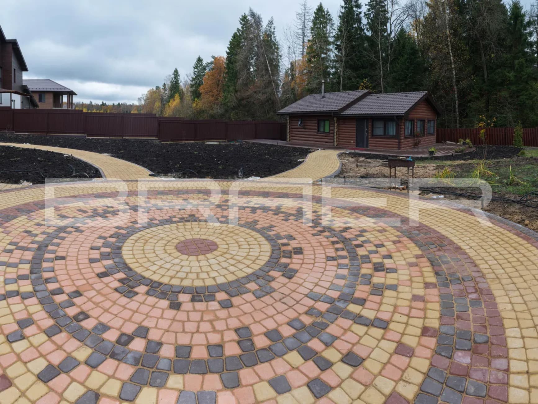 Плитка тротуарная BRAER Классико круговая серый, 73*110*115*60 мм