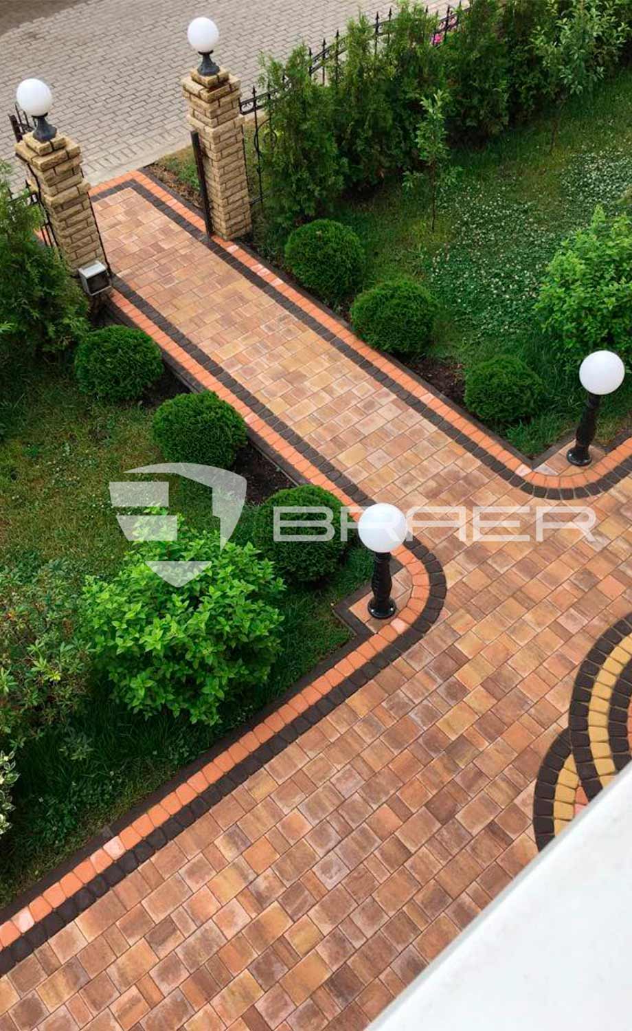 Плитка тротуарная BRAER Классико круговая коралловый, 73*110*115*60 мм