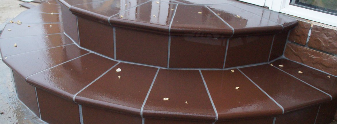 Клинкерная угловая ступень флорентинер Stroeher Keraplatte Duro 825 sherry, 345х345х12 мм