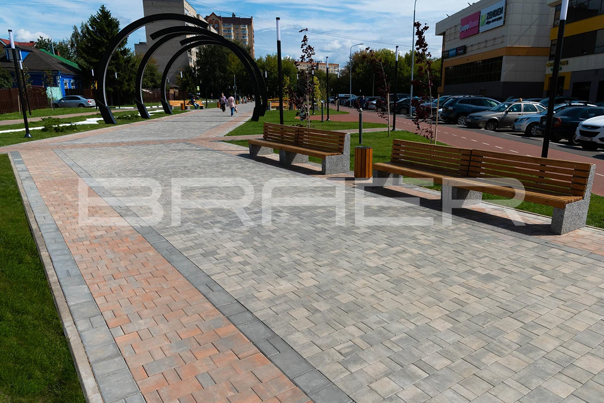 Плитка тротуарная BRAER Старый город Ландхаус Color Mix Туман, толщина 60 мм