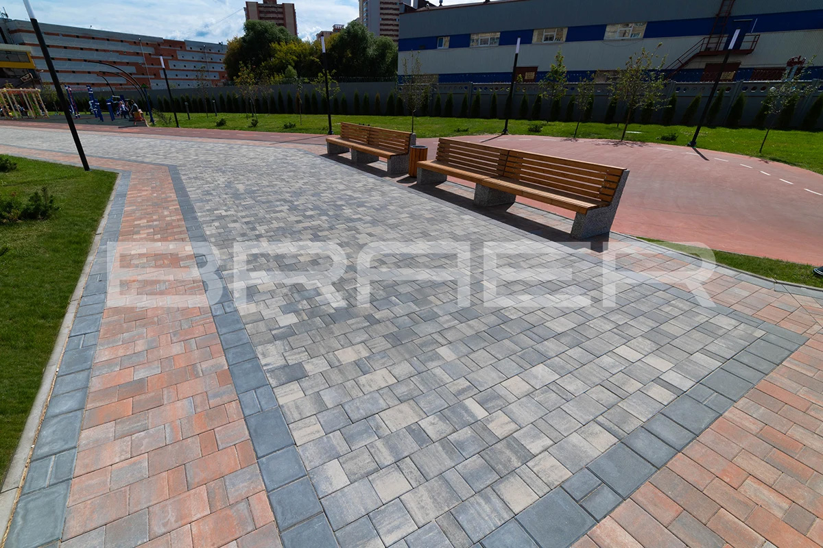 Плитка тротуарная BRAER Старый город Ландхаус Color Mix Туман, толщина 60 мм