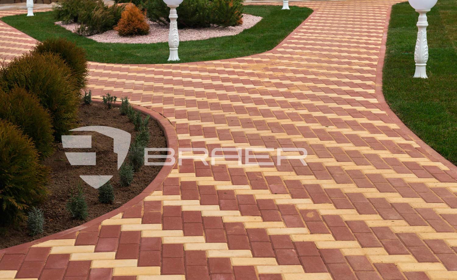 Плитка тротуарная BRAER Прямоугольник красный, 200*100*60 мм