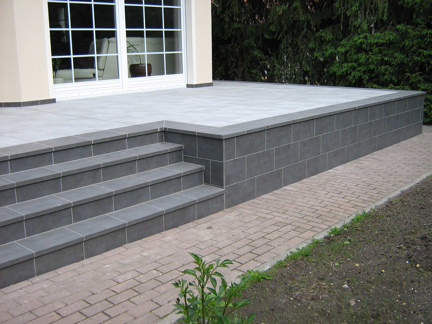 Клинкерная угловая ступень прямоугольная рядовая Loftstufe Stroeher Keraplatte Aera T 705 beton, 340х340х35х11 мм