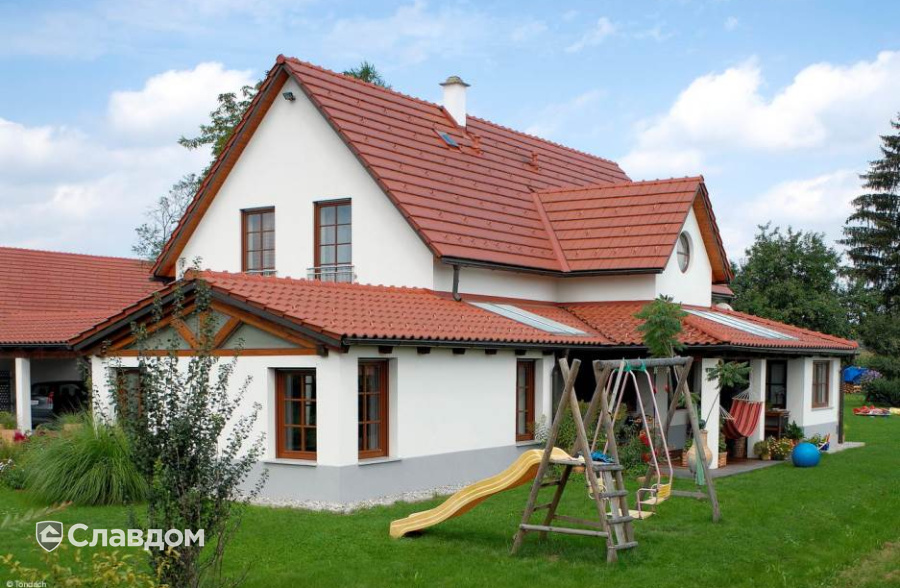 Коттедж с черепицей TONDACH Figaro red engobe