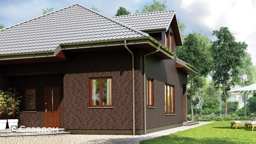 Частный дом с облицовкой фасадной клинкерной плиткой King Klinker Dream House 15 Mahogany dream