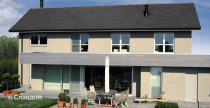 Двухэтажный дом с применением керамической черепицы Koramic 301 Plain Tile Smooth Slate Matt Glazed