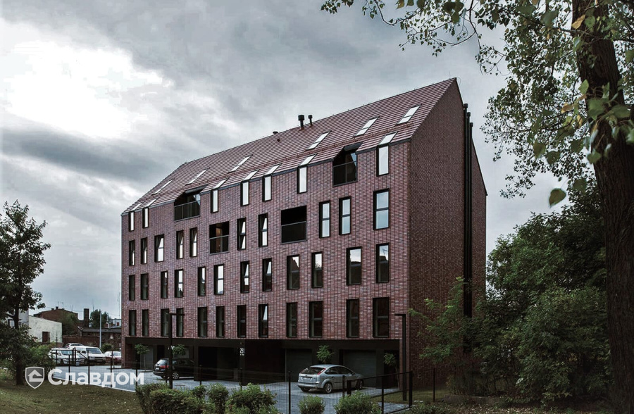 Малоэтажный жилой дом с облицовкой фасадной клинкерной плиткой King Klinker Old Castle HF37 Wall street