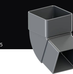Колено 67 градусов KROP PVC Квадрат для системы D 135/80*80 мм, RAL 9005