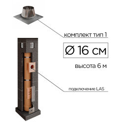 Дымоходная система КераСтиль Профи, тип 1, D 160 мм, высота 6 м