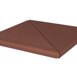 Клинкерная ступень угловая деленная венецианская рифленая King Klinker 03 Natural brown, 330*330*14 мм