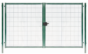 Распашные ворота Grand Line Medium New Lock, RAL 6005, 1730*3500 мм
