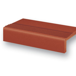 Клинкерная ступень с насечками Stroeher Keraplatte Terra 316 patrizierrot ofenbunt, 240х115х52х10 мм