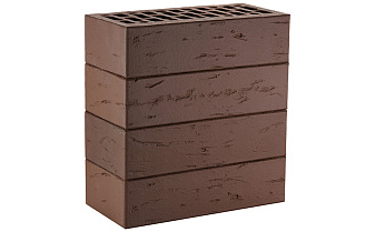 Кирпич облицовочный ЛСР темно-коричневый рустик, утолщенные стенки, 250*120*65 мм