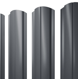 Штакетник Полукруглый Slim фигурный Rooftop Matte RAL 7024 мокрый асфальт