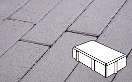 Плитка тротуарная Готика Profi, Брусчатка, белый, частичный прокрас, б/ц, 240*120*70 мм