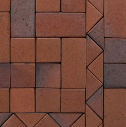 Клинкерная брусчатка мозаичная (8 частей) ABC Eisenschmelz-bunt-geflammt, 240*118/60*60*52 мм