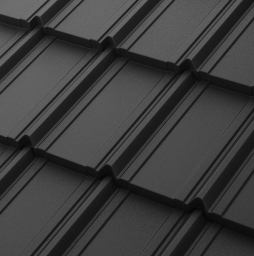 Модульная металлочерепица Aquasystem Берген XXL PE RoofTop Бархат RAL 9005, 1165*465 мм